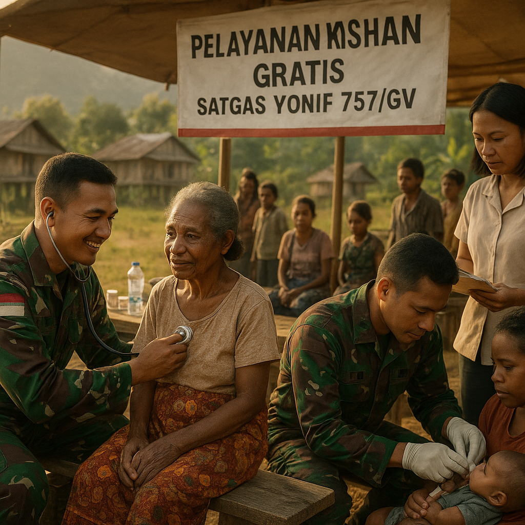Saat Akses Medis Terbatas, Satgas Yonif 757/GV Hadir Mengobati Warga Sakit di Kampung Zanepa