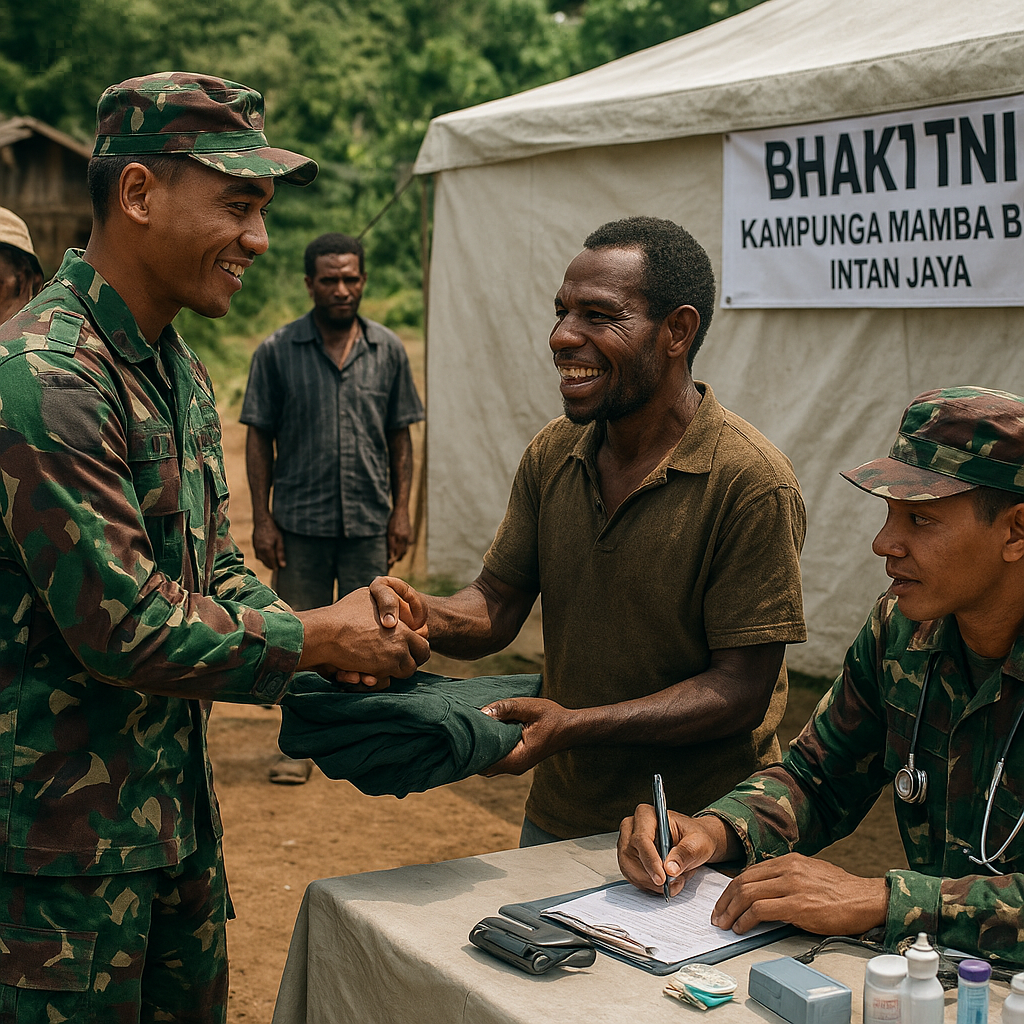 Sentuhan Humanis TNI di Intan Jaya: Kesehatan Gratis dan Baju Baru untuk Warga Pedalaman