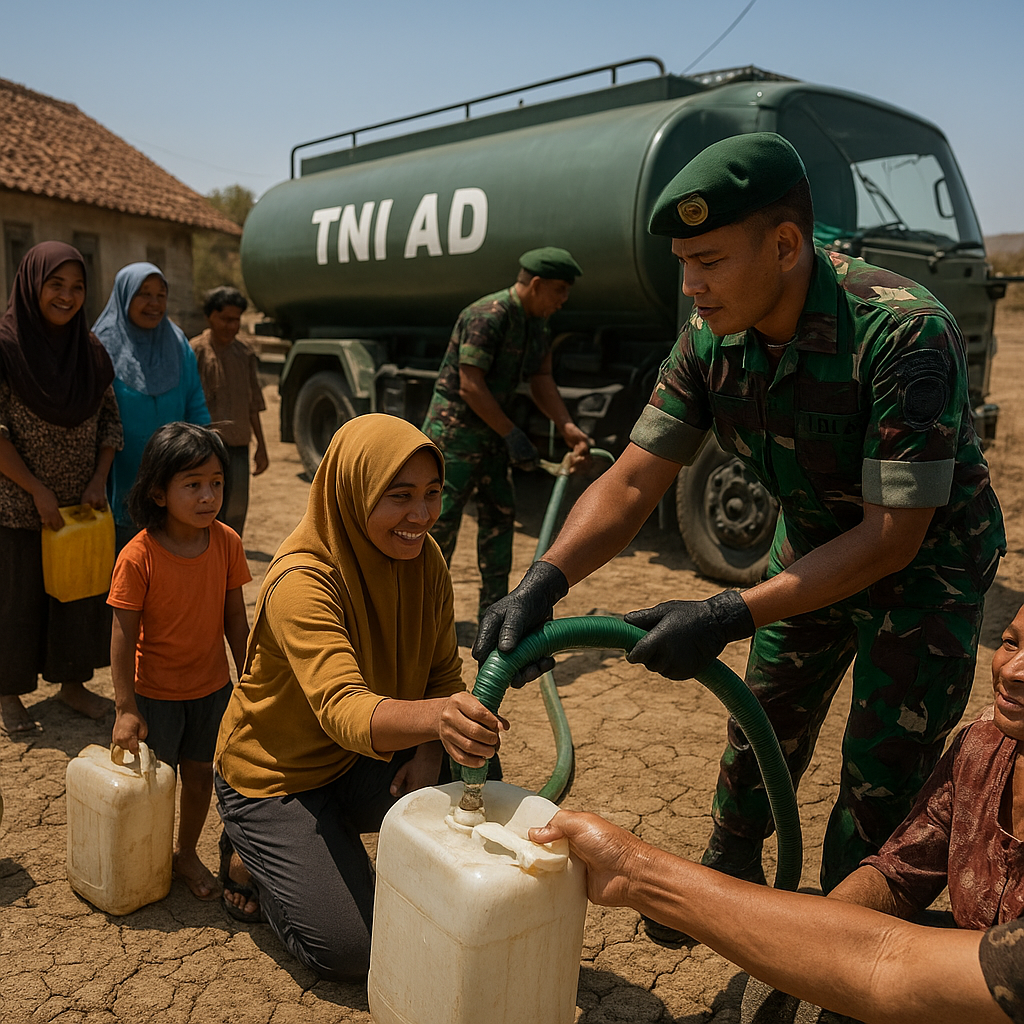 Air untuk Harapan: TNI AD Menyalurkan Air Bersih ke Desa yang Terdampak Kekeringan di Jawa Timur