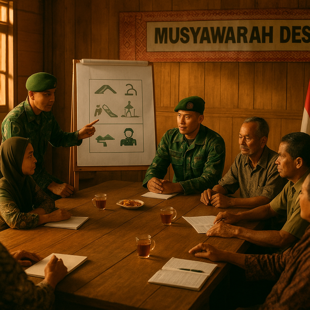 Obrolan di Balik Senja: Prajurit TNI Mengadakan Dialog dengan Warga Desa Aceh tentang Aspirasi Pembangunan