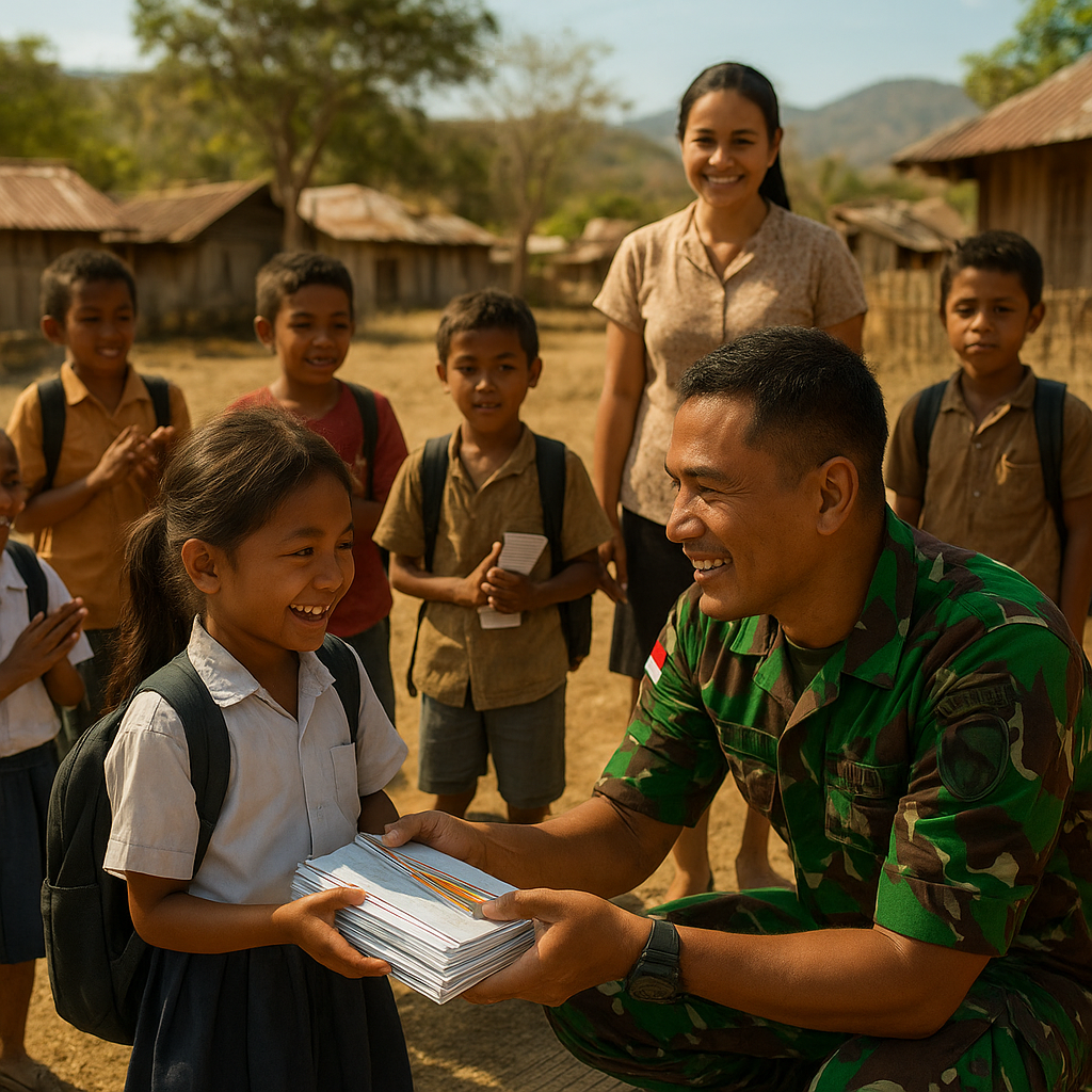 Cerita Hangat Prajurit Membantu Anak-anak Sekolah di Desa Nusa Tenggara Timur