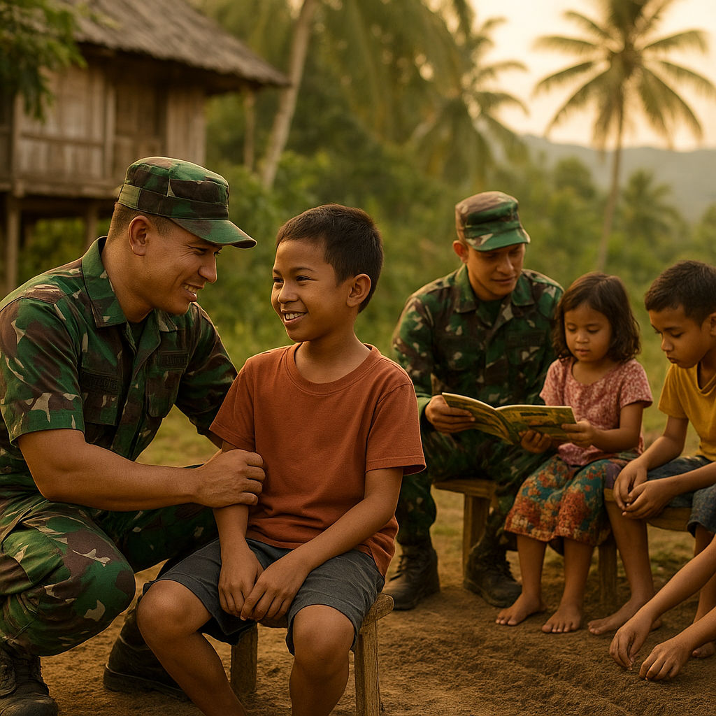 Cerita Kehangatan: Prajurit TNI Menjadi 'Bapak Asuh' bagi Anak-anak di Desa Sulawesi