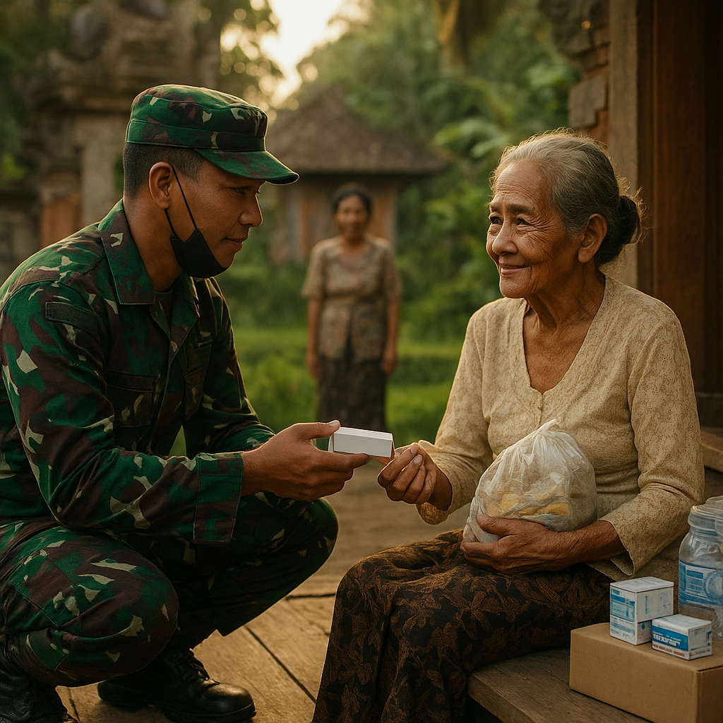 Cerita Kehangatan: Prajurit TNI Membantu Warga Lanjut Usia di Desa Bali