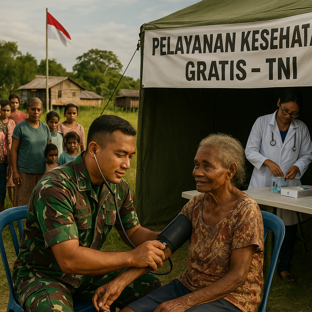 TNI Jemput Bola ke Perbatasan RI-PNG, Warga Rawa Biru Antusias Ikuti Pengobatan Gratis