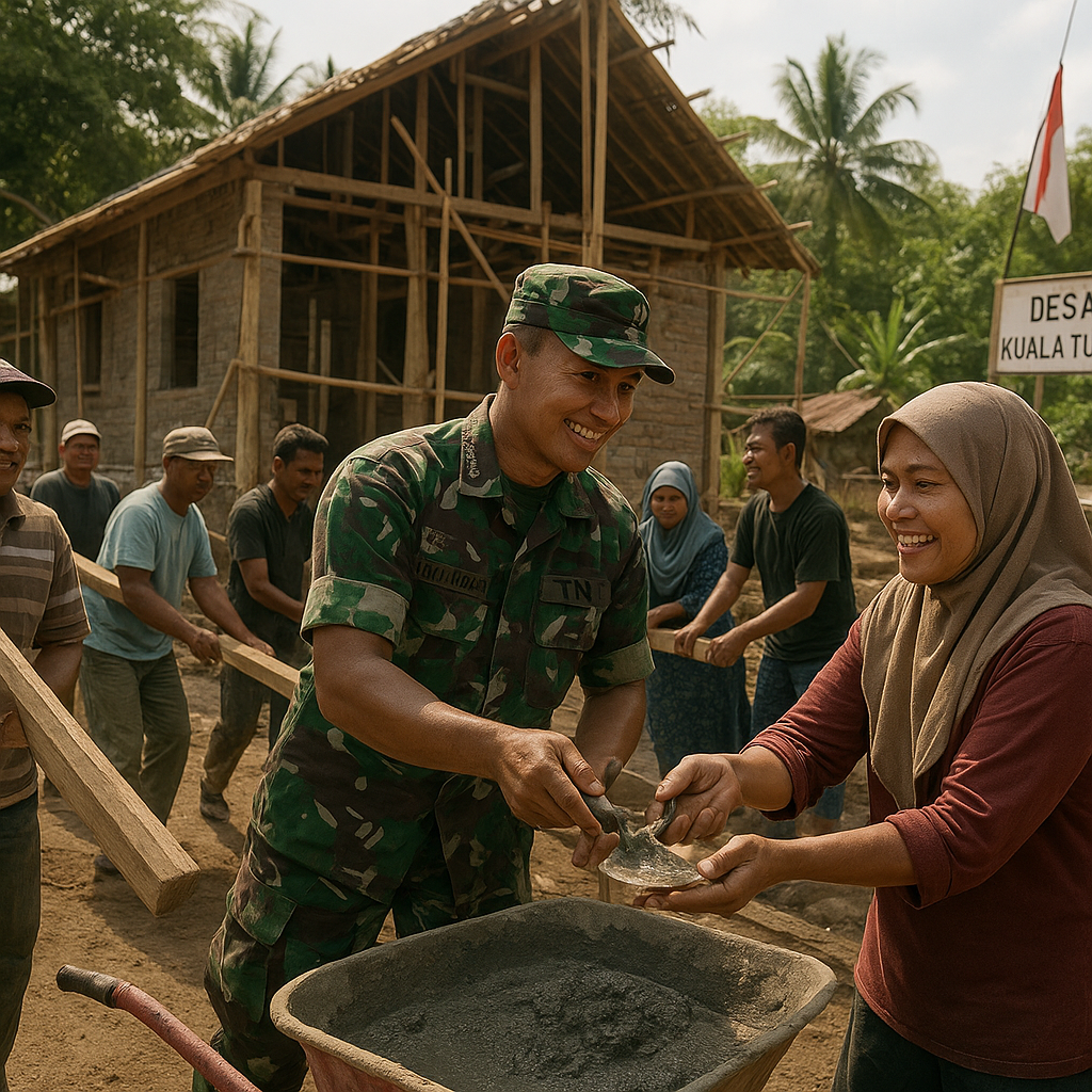 Babinsa Bantu Warga Bangun Rumah dengan Semangat Gotong Royong di Nagan Raya