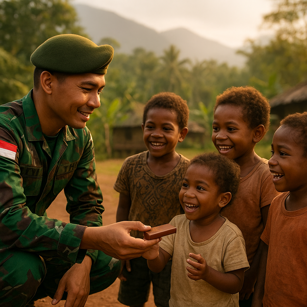 Manisnya Cokelat Satgas TNI di Pedalaman Papua: Kepedulian yang Hangatkan Hati