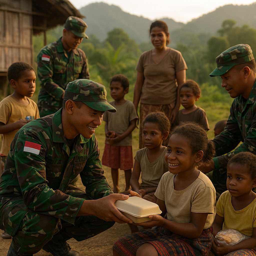 Cegah Stunting dengan Kasih Sayang: TNI Bagikan Makanan Bergizi untuk Anak-anak Sinak