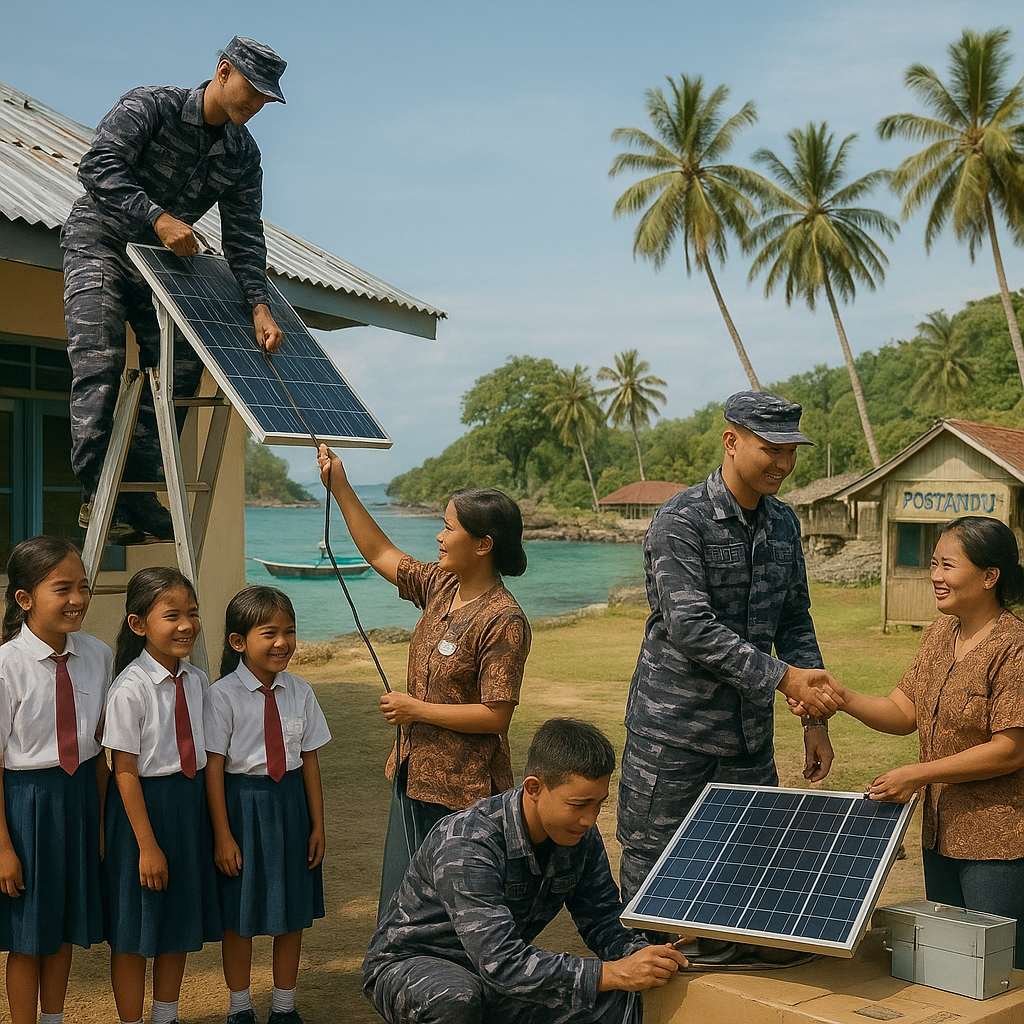 Bhakti Sosial TNI di Pulau Terpencil: Bawa Listrik Tenaga Surya untuk Sekolah dan Posyandu