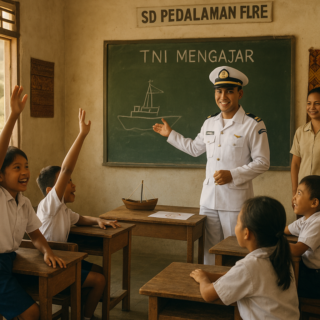 Kegiatan 'TNI Mengajar' di SD Pedalaman Flores, Bangkitkan Semangat Anak-anak Jadi Pelaut Tangguh